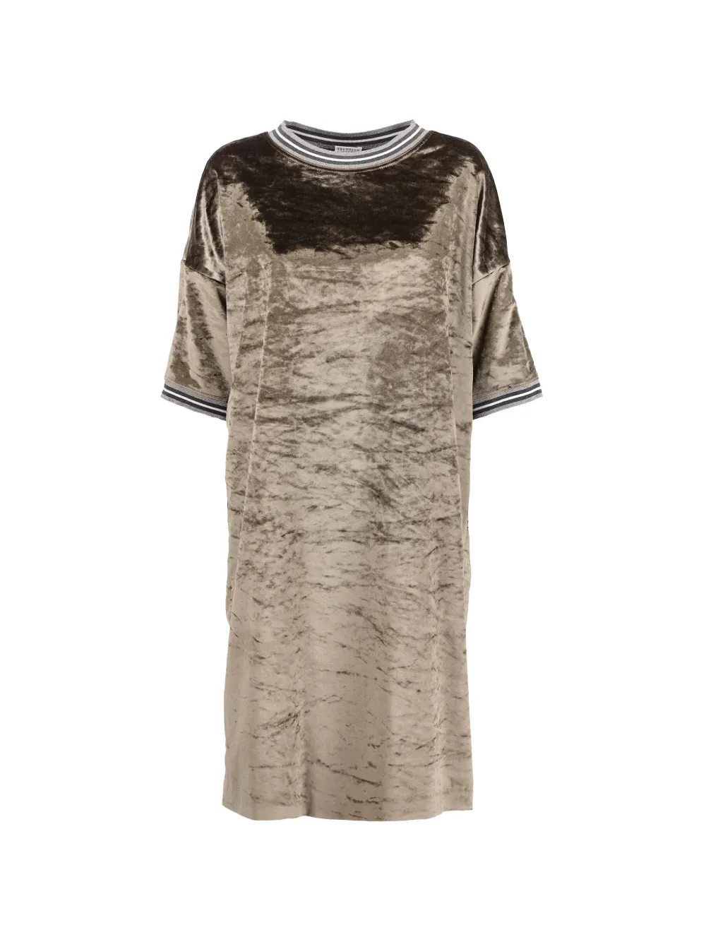 Brunello Cucinelli Vintage velvet striped-trims dress - Verde