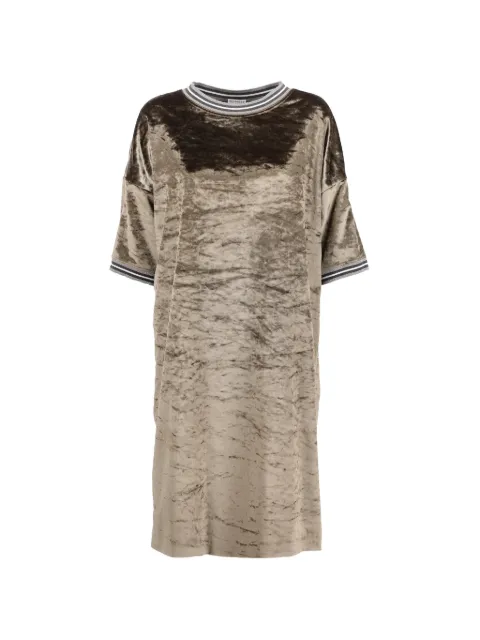 Brunello Cucinelli Vintage vestido de terciopelo con ribete de rayas