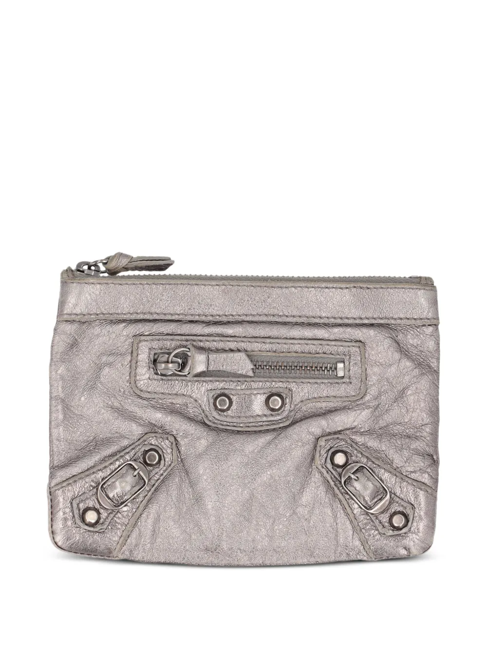 Balenciaga Pre-Owned zipped leather wallet - Grigio