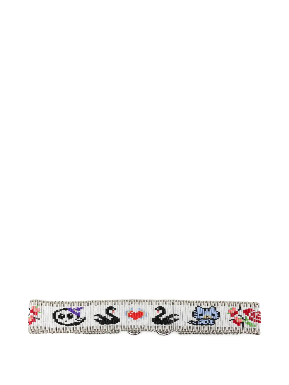  Chopova Lowena Safety Pin Beaded Belt - Silver 