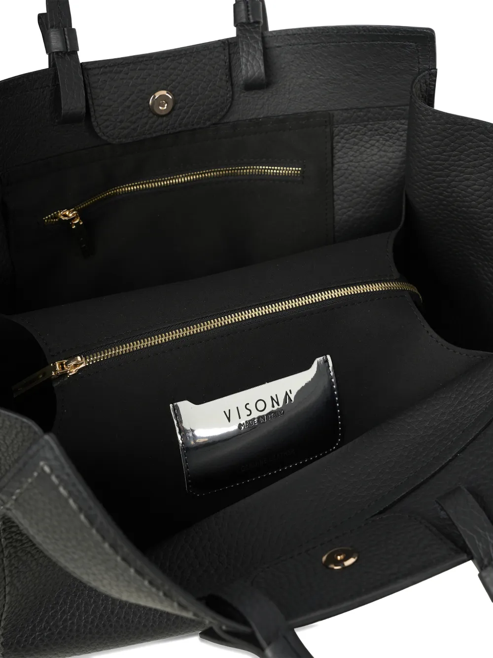  Visona` Leather Tote Bag - Black 
