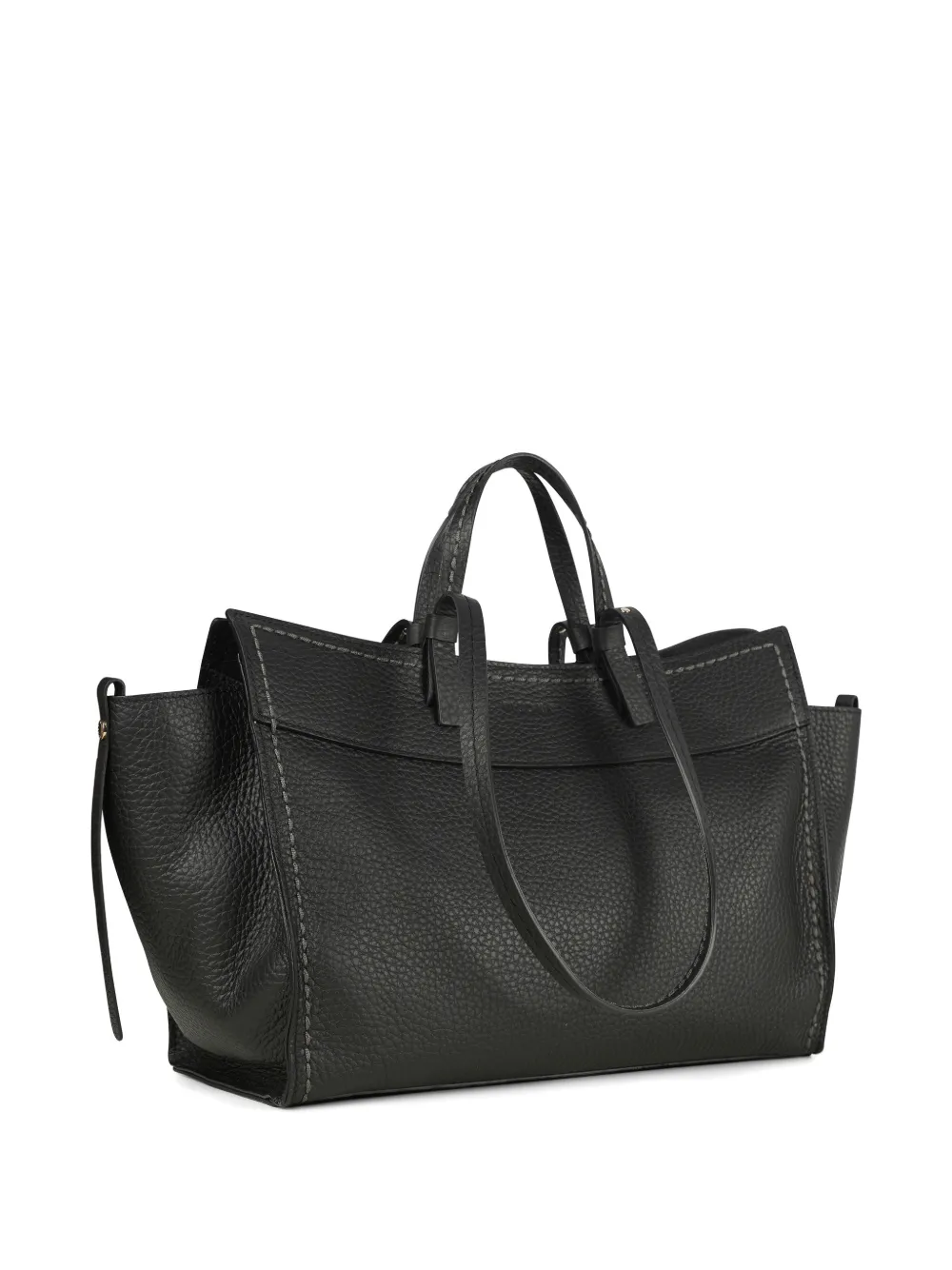  Visona` Leather Tote Bag - Black 