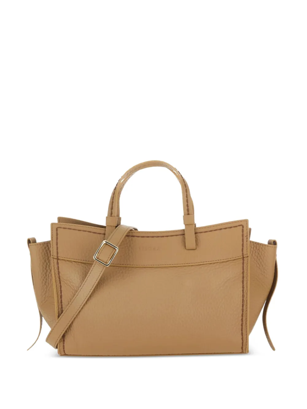 VISONA` Vanity grained-leather tote bag - Toni neutri