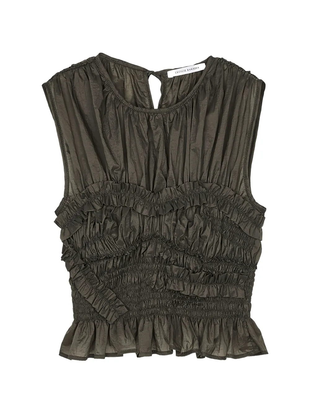 Cecilie Bahnsen CBuphi ruffled ripstop top - Verde