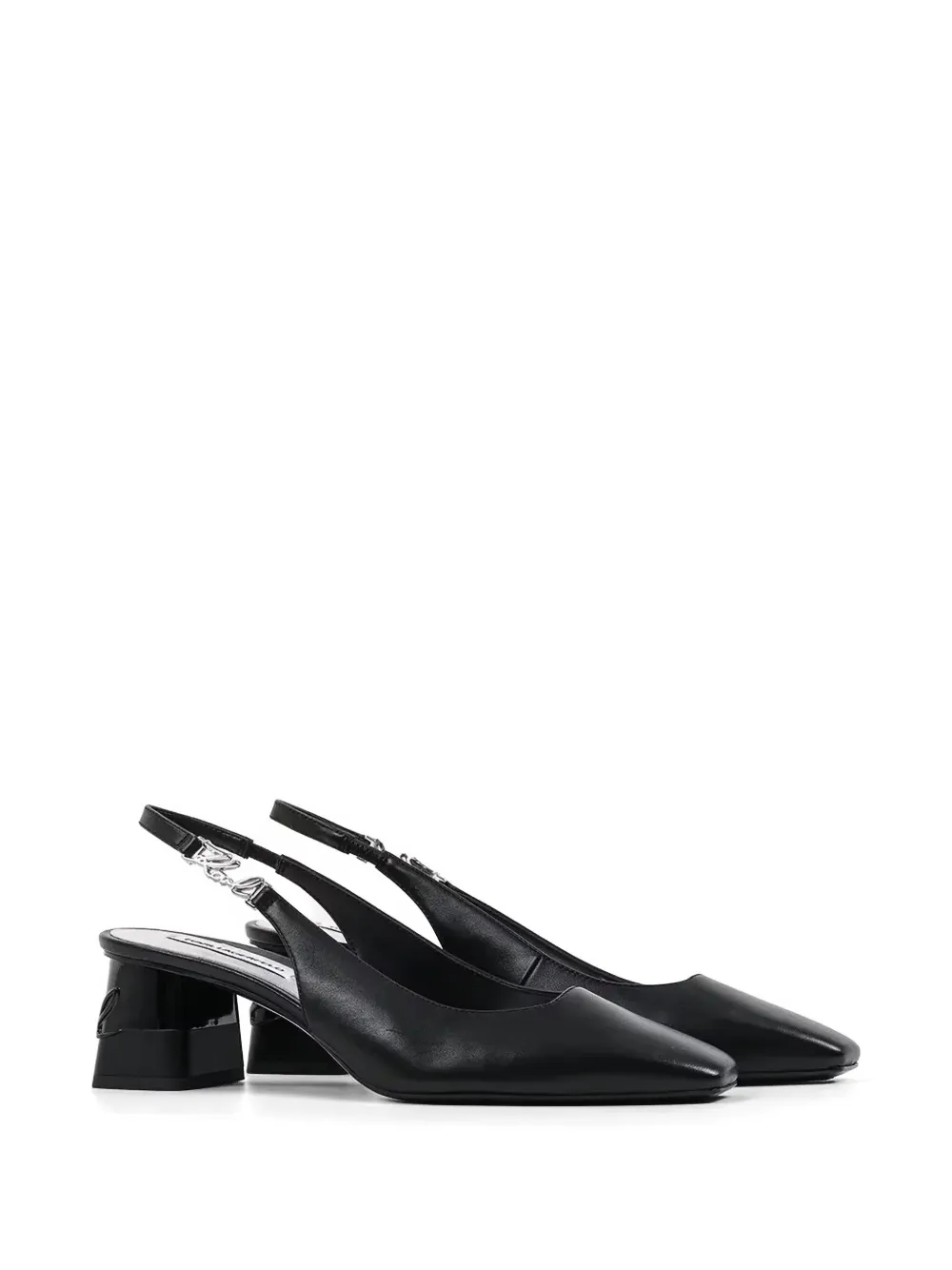 Karl Lagerfeld logo-detail slingback pumps Zwart