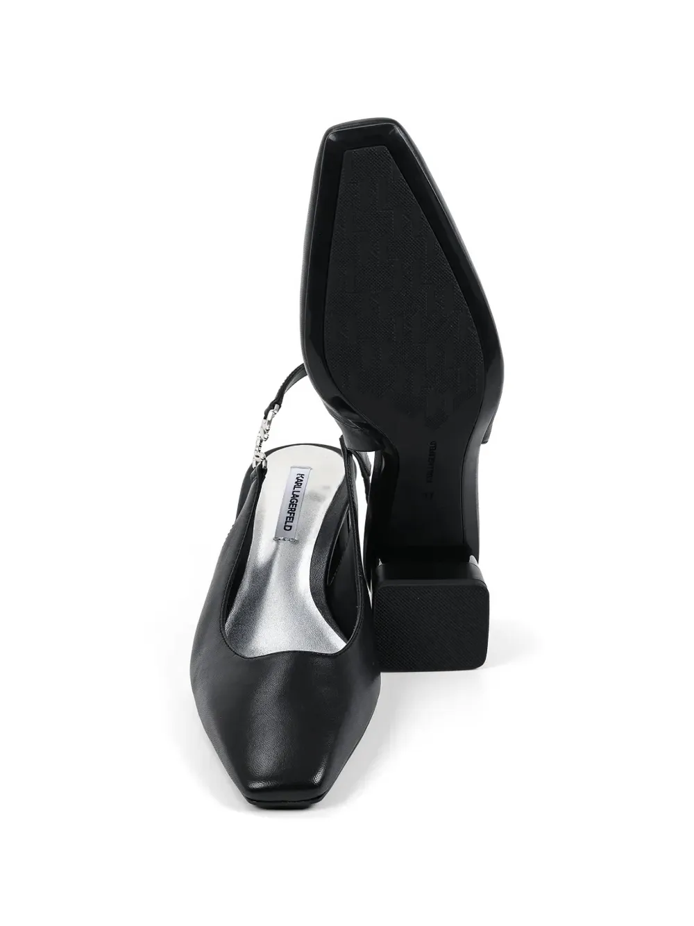 Karl Lagerfeld logo-detail slingback pumps Zwart
