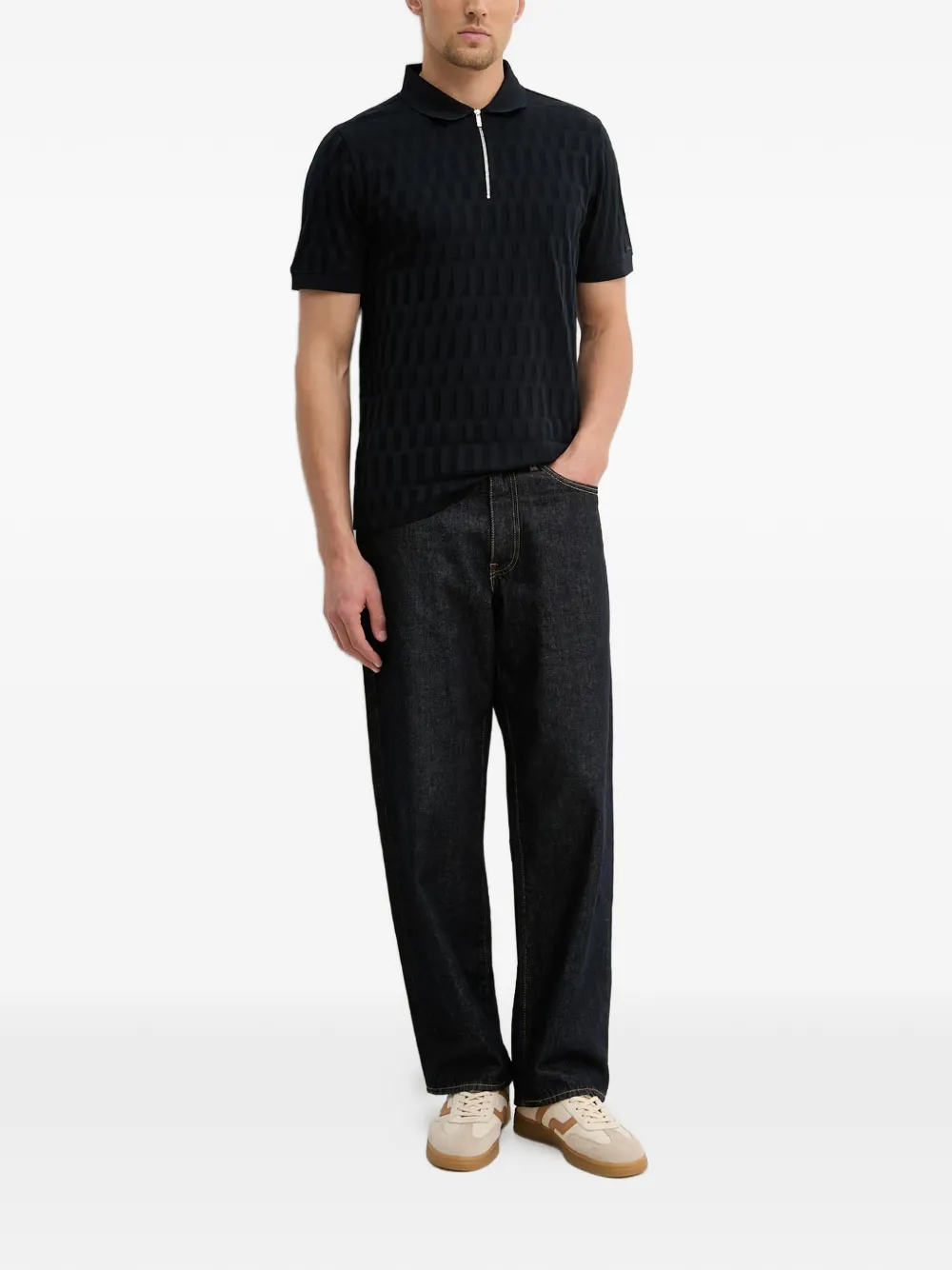 Karl Lagerfeld half-zip polo shirt Zwart