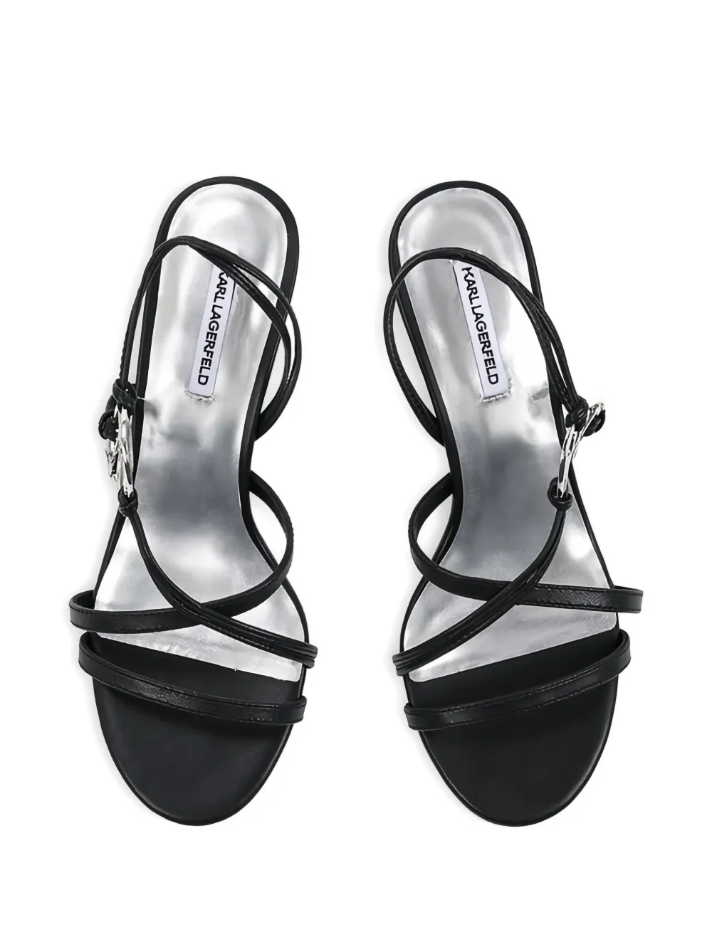 Karl Lagerfeld strappy logo-charm heeled sandals Zwart