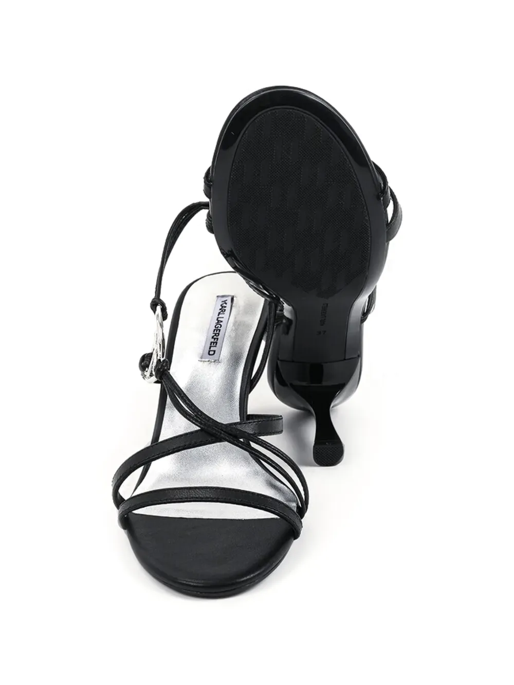 Karl Lagerfeld strappy logo-charm heeled sandals Zwart