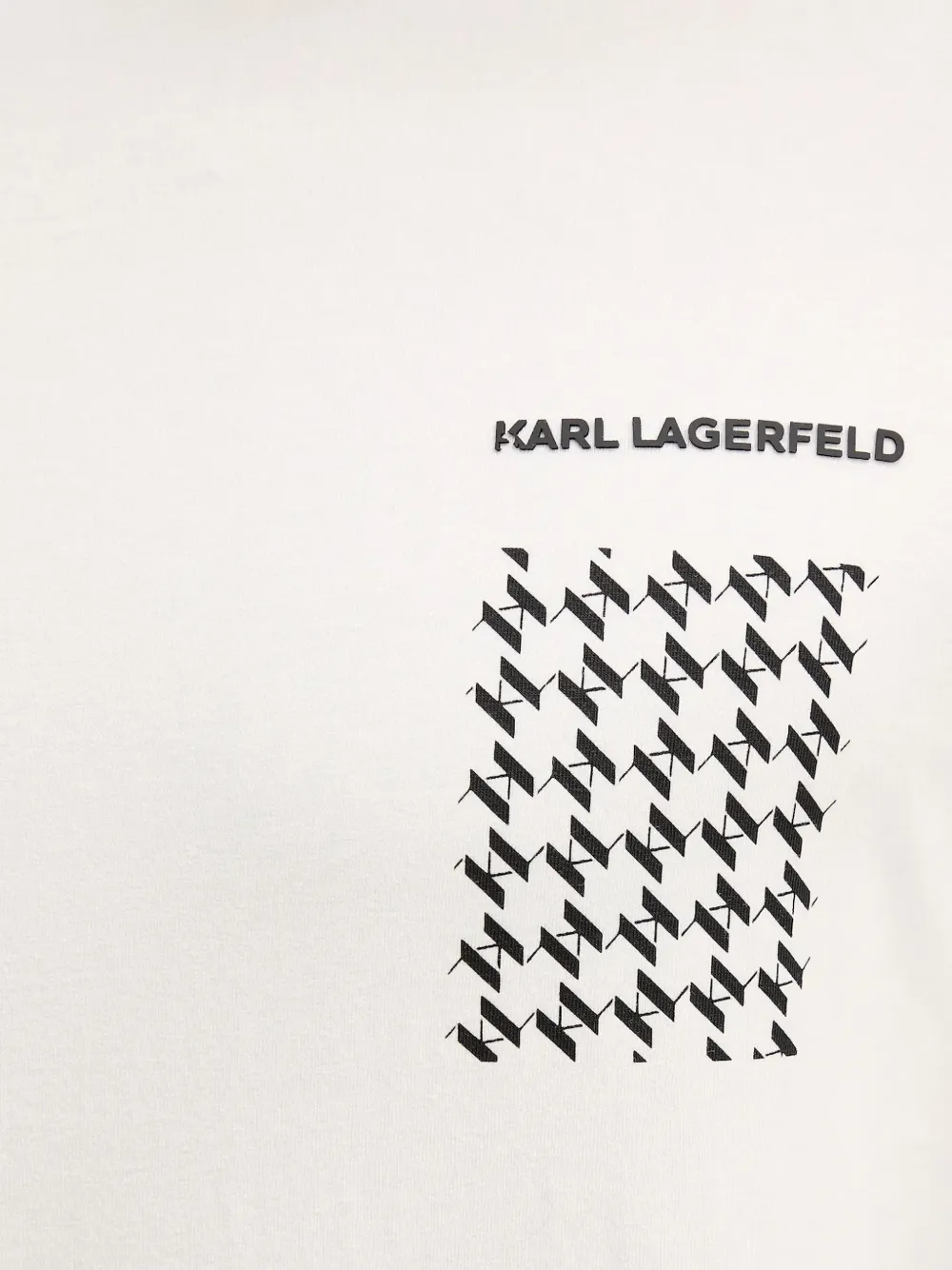 Karl Lagerfeld T-shirt met monogramprint op de borst Beige