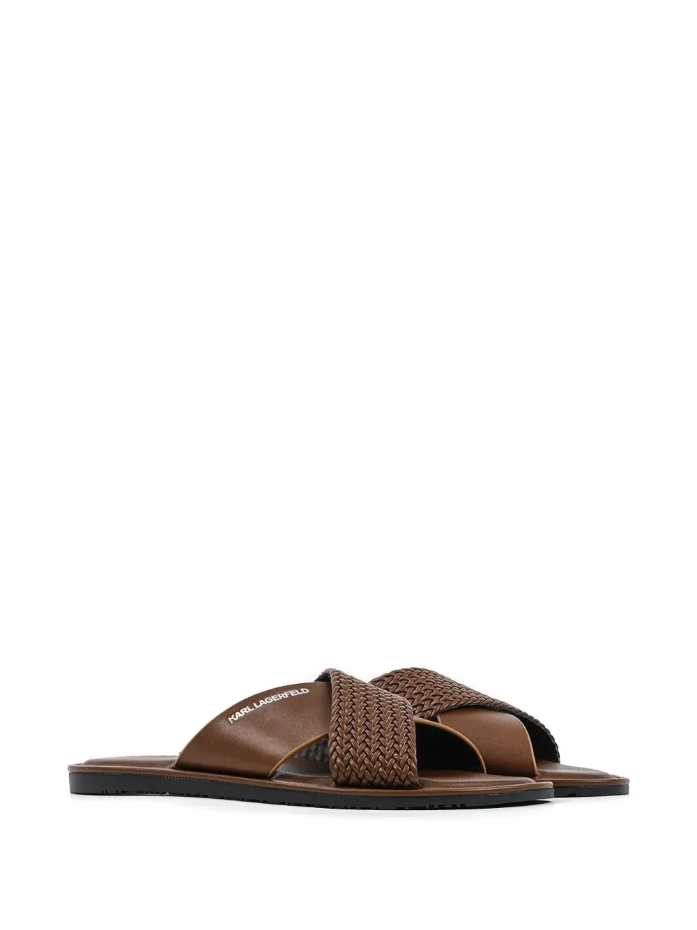 Karl Lagerfeld woven crossover slides Bruin