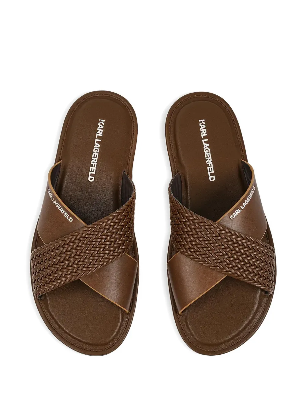 Karl Lagerfeld woven crossover slides Bruin