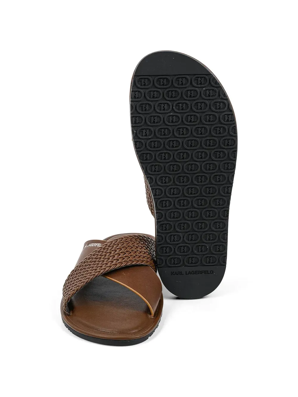 Karl Lagerfeld woven crossover slides Bruin