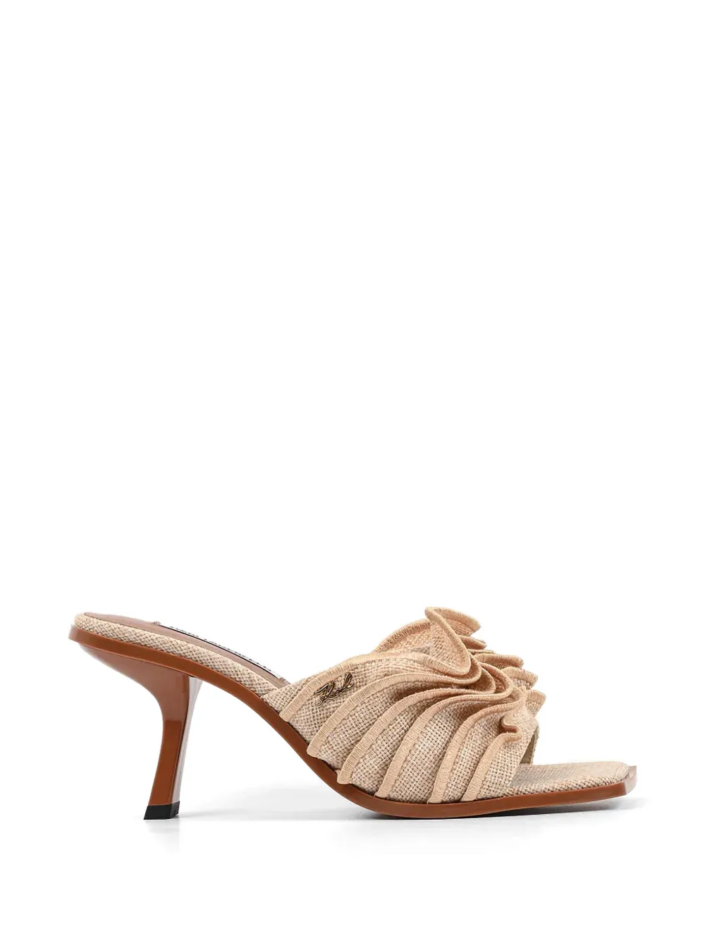Karl Lagerfeld Karmel ruffled squared-toe heeled sandals Beige