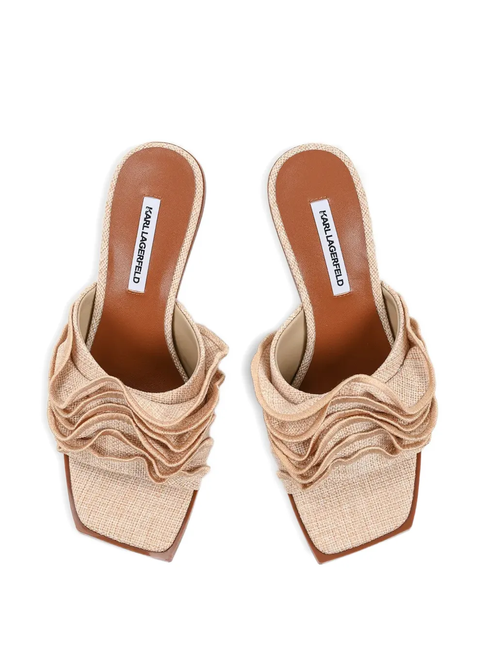 Karl Lagerfeld Karmel ruffled squared-toe heeled sandals Beige