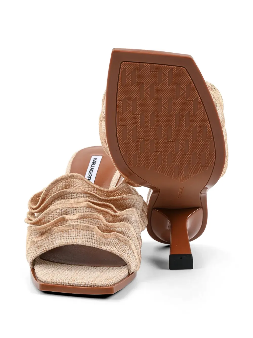 Karl Lagerfeld Karmel ruffled squared-toe heeled sandals Beige