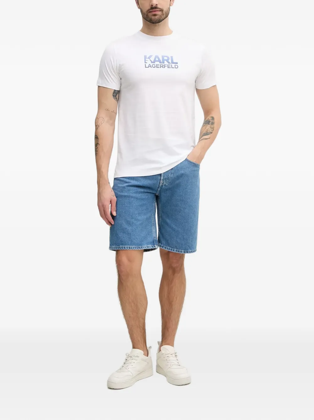 Karl Lagerfeld short-sleeved cotton T-shirt Wit