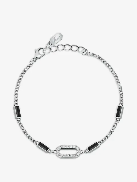 Karl Lagerfeld oval crystal-detail chain bracelet