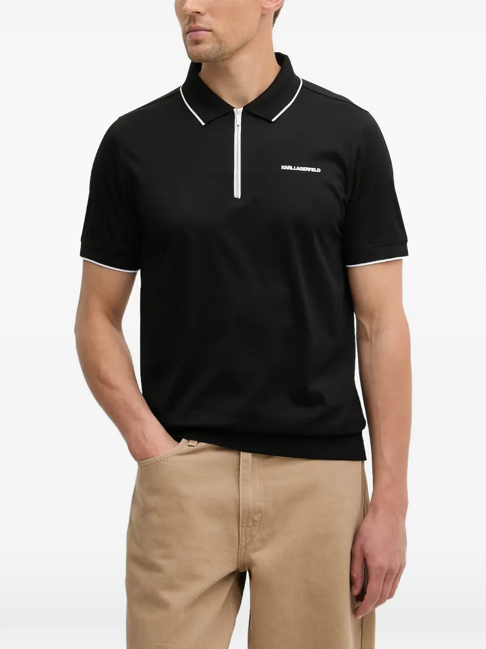Karl Lagerfeld logo-print polo shirt - Nero