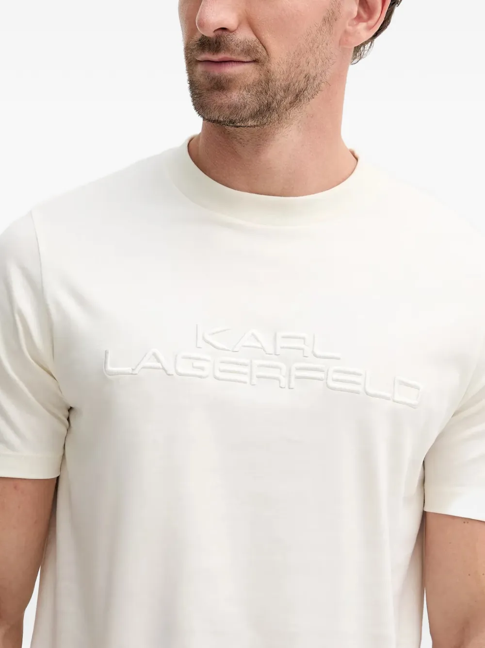 Karl Lagerfeld T-shirt met geborduurd logo Beige