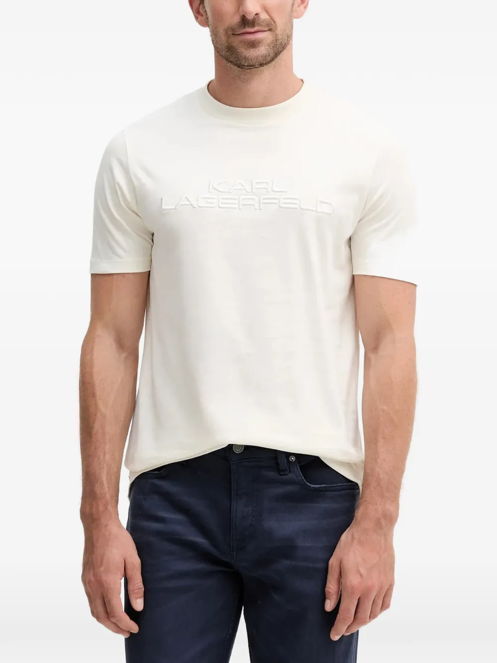 Karl Lagerfeld embroidered-logo T-shirt - Toni neutri