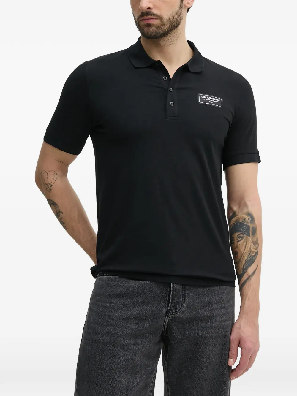 Karl Lagerfeld patch polo shirt - Nero