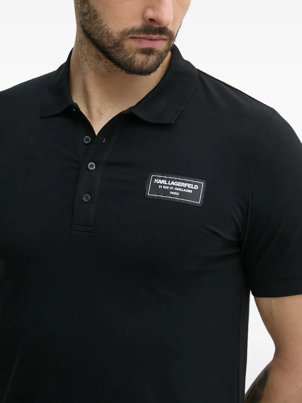 Karl Lagerfeld Poloshirt met patch Zwart