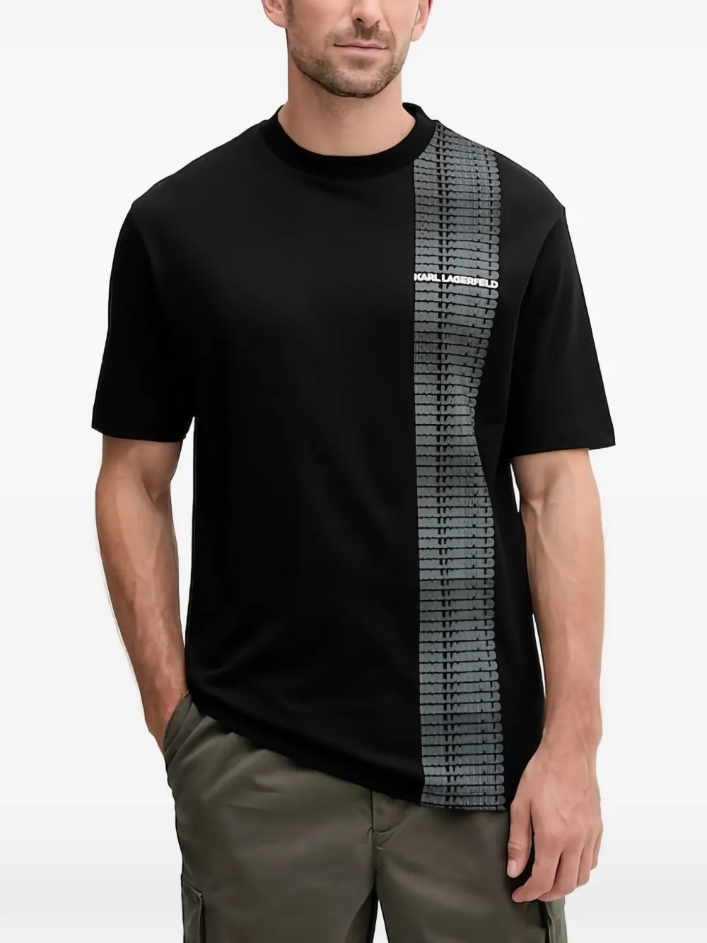 Karl Lagerfeld logo stripe T-shirt - Nero