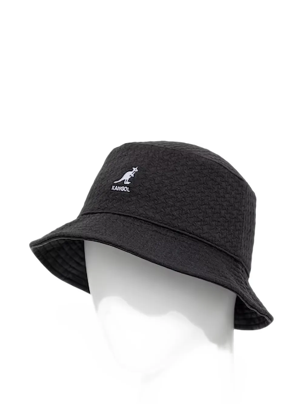 Kangol logo-embroidered textured-finish bucket hat Zwart