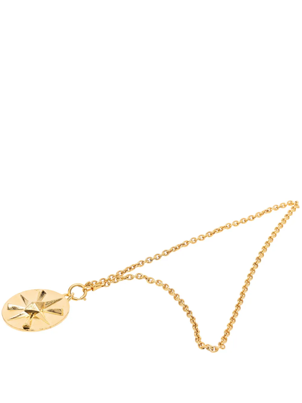 CHANEL Pre-Owned 1970-1980 CC Gold Plated Star Round Pendant Necklace costume necklace - Oro