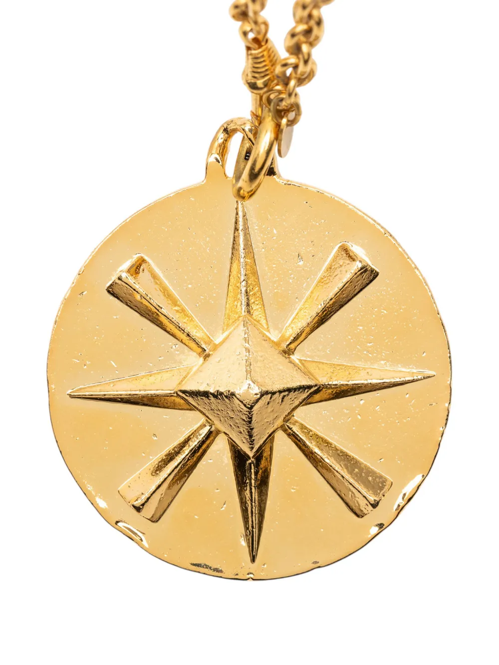 1970-1980 Cc Gold Plated Star Round Pendant Necklace Costume Necklace