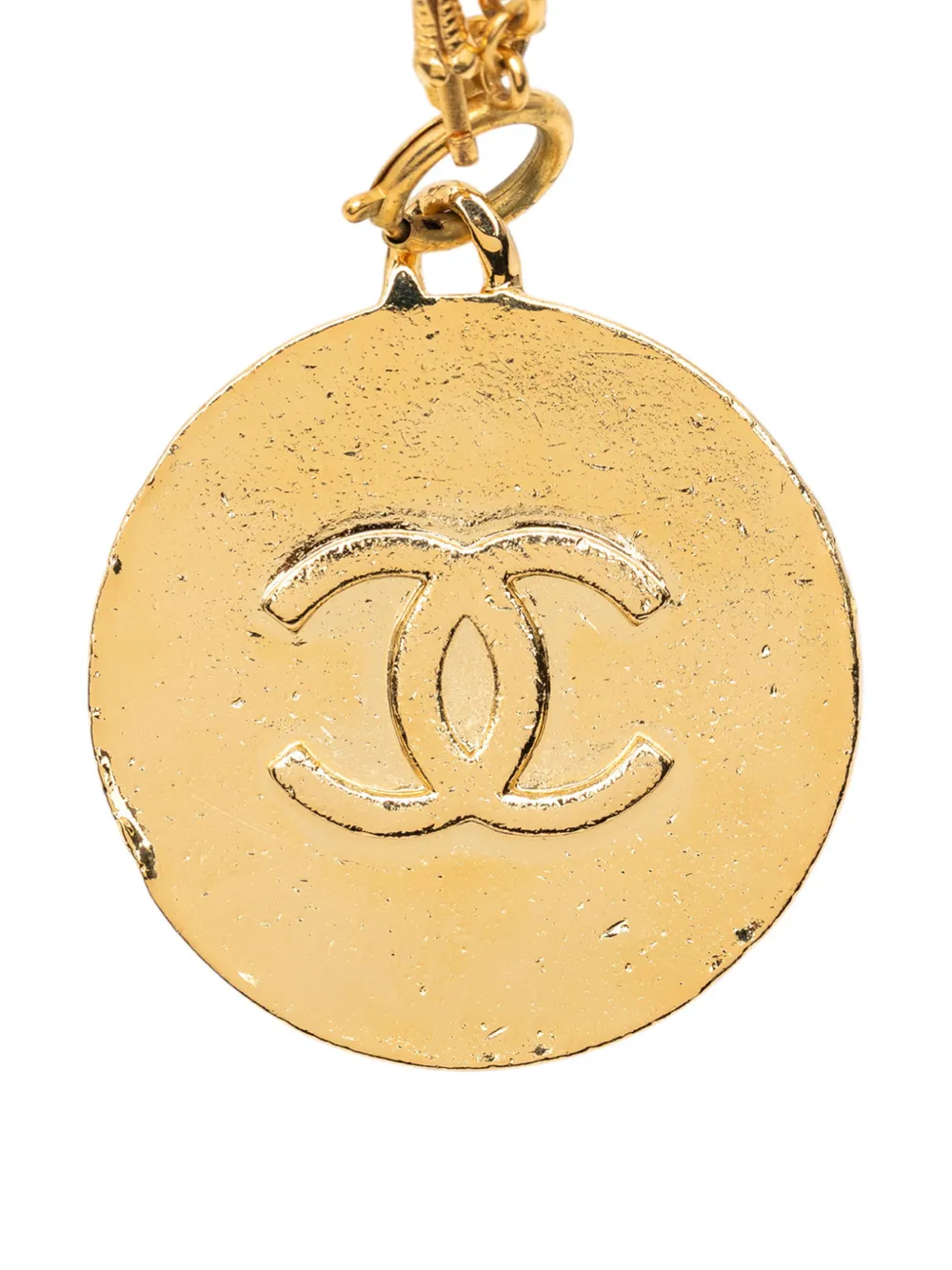 1970-1980 Cc Gold Plated Star Round Pendant Necklace Costume Necklace