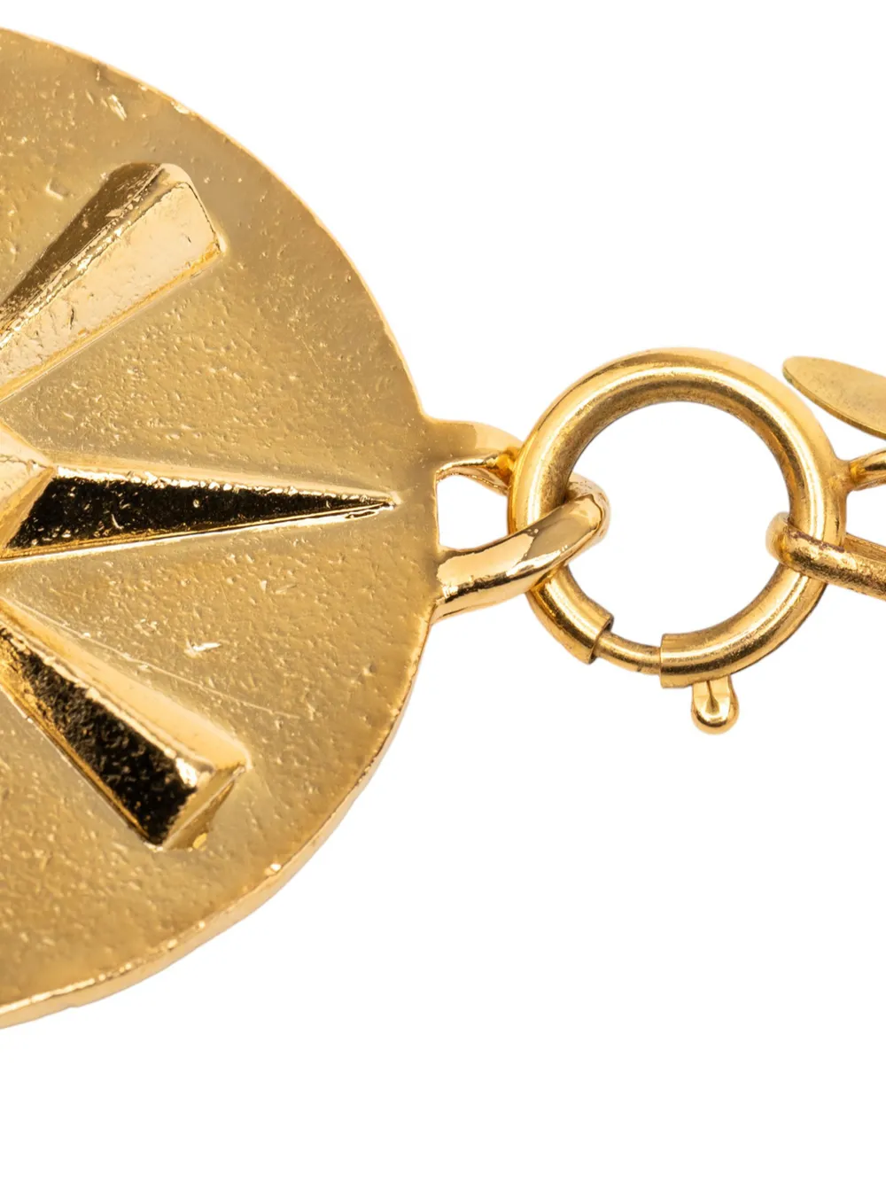 1970-1980 Cc Gold Plated Star Round Pendant Necklace Costume Necklace