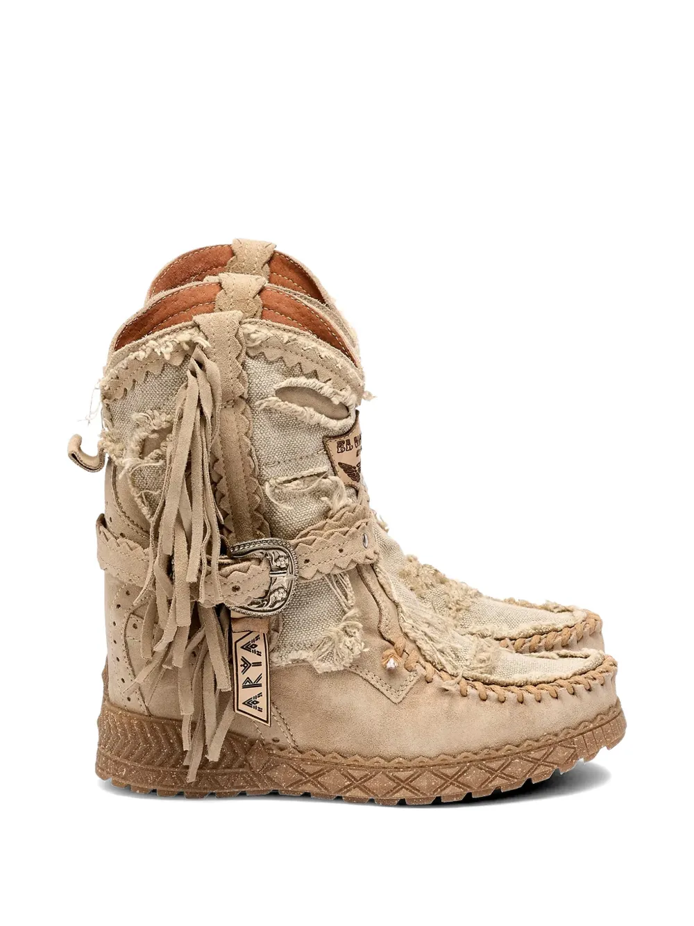 EL VAQUERO Arya laarzen met franje en gespsluiting Beige