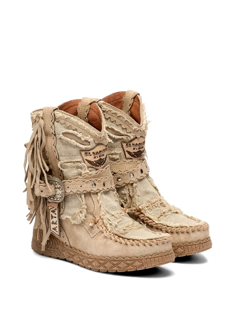 EL VAQUERO Arya laarzen met franje en gespsluiting Beige