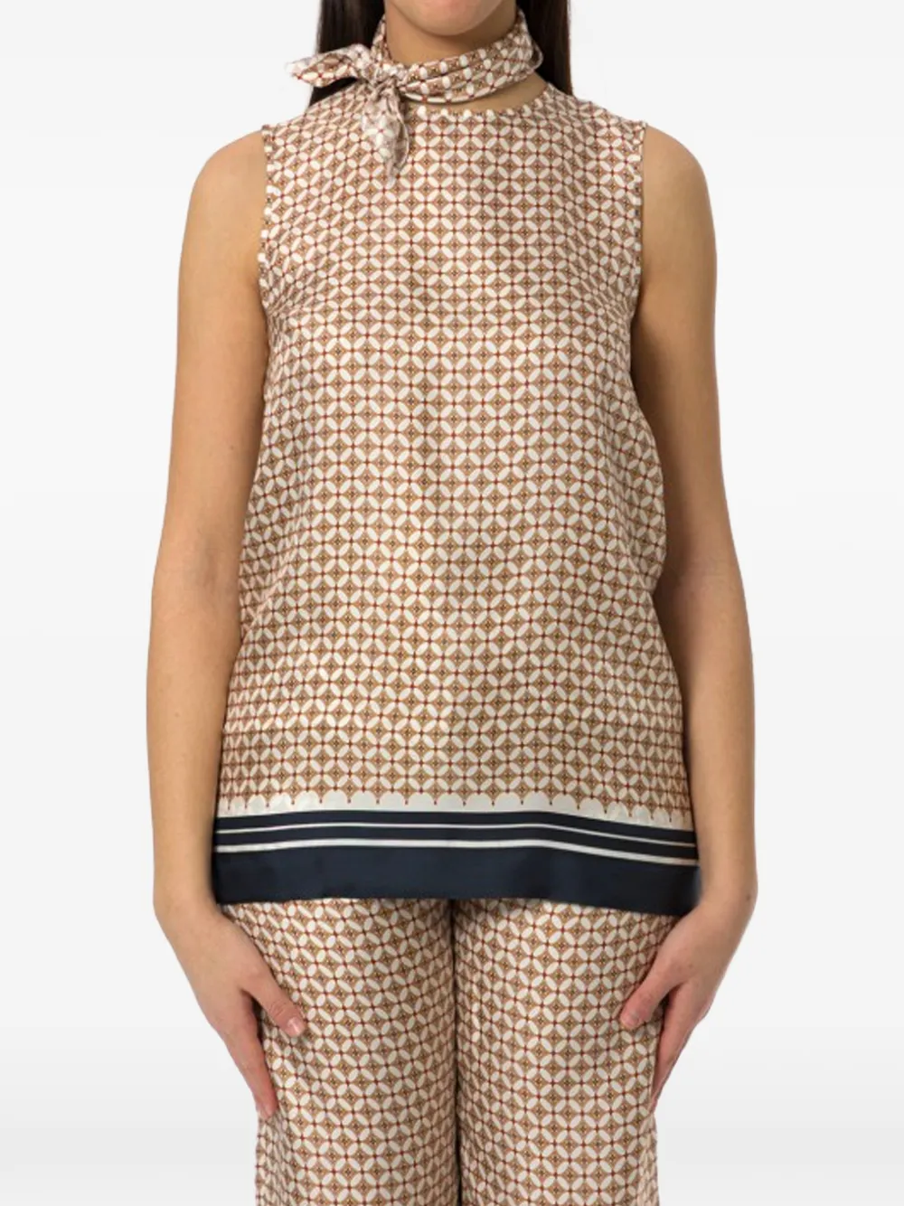 Max Mara geometric-print silk top - Toni neutri