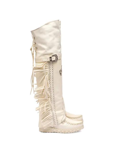 EL VAQUERO Coleen fringed buckle-strap boots