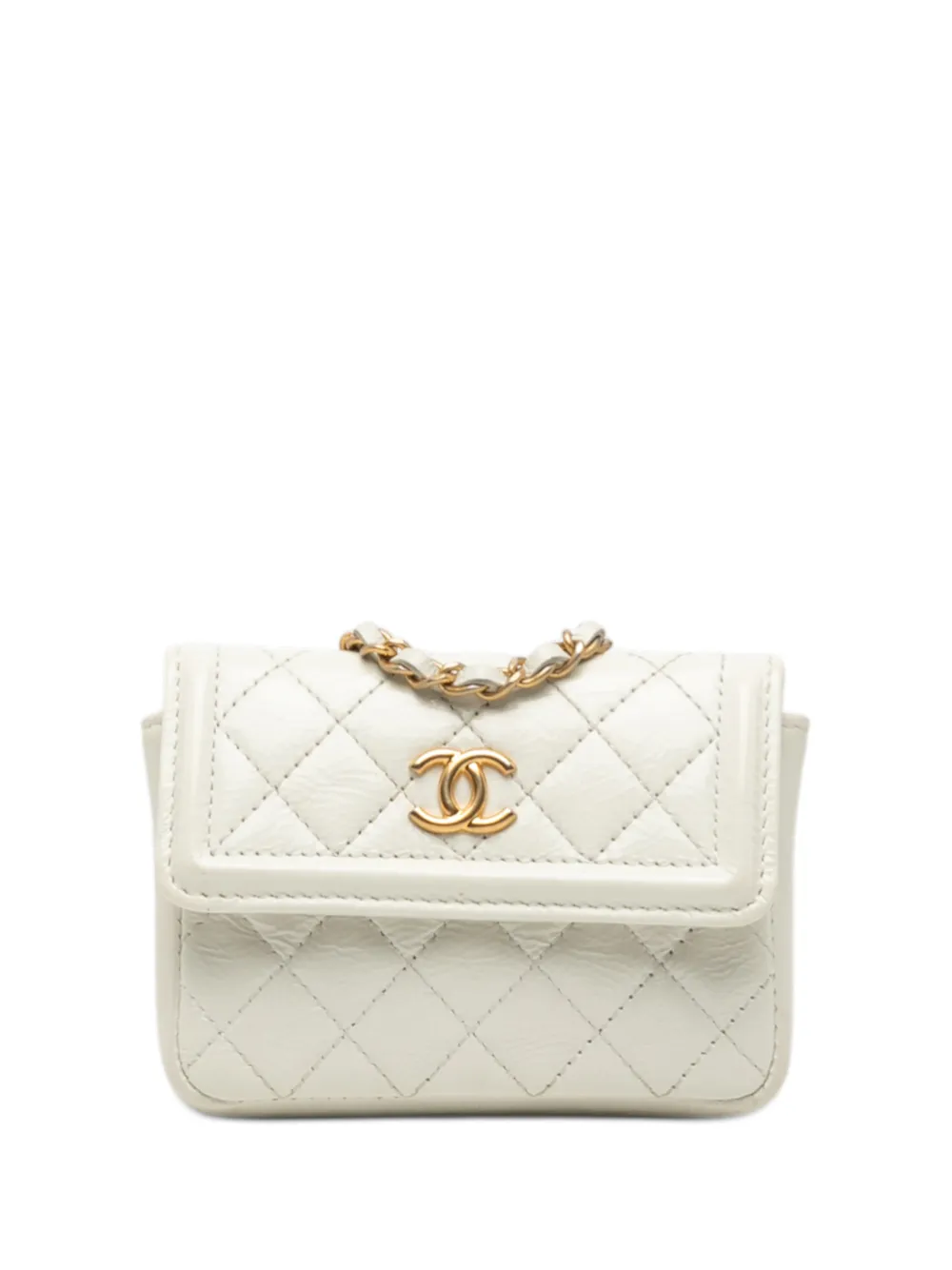 CHANEL Pre-Owned 2020 Mini CC Shiny Aged Calfskin Waist Bag belt bag - Bianco