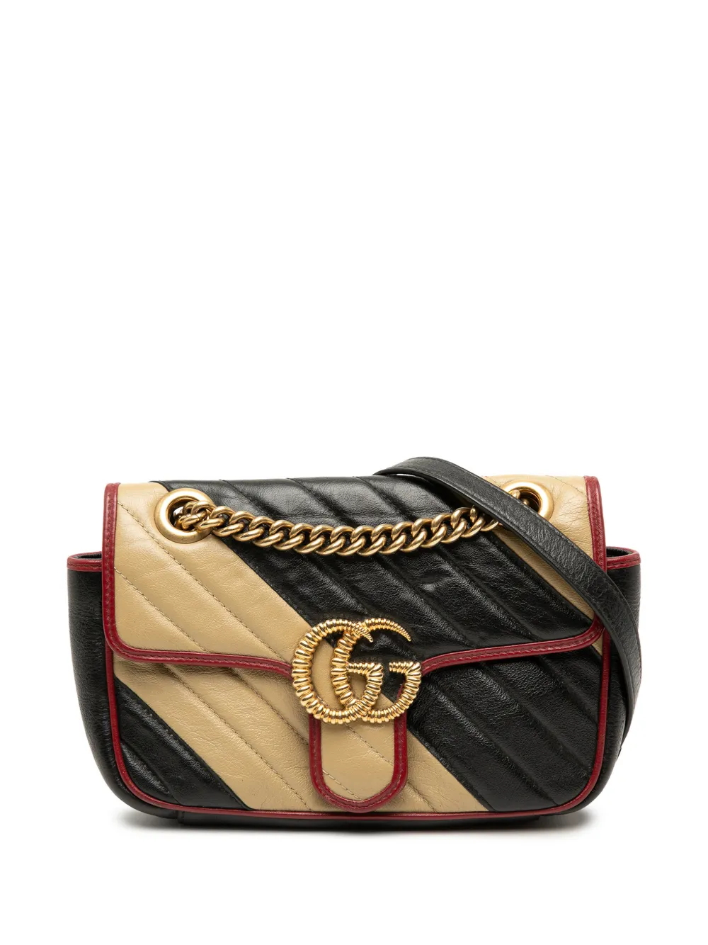Gucci Pre-Owned 2016-2025 Small GG Marmont Matelasse Diagonal Leather Torchon shoulder bag - Marrone