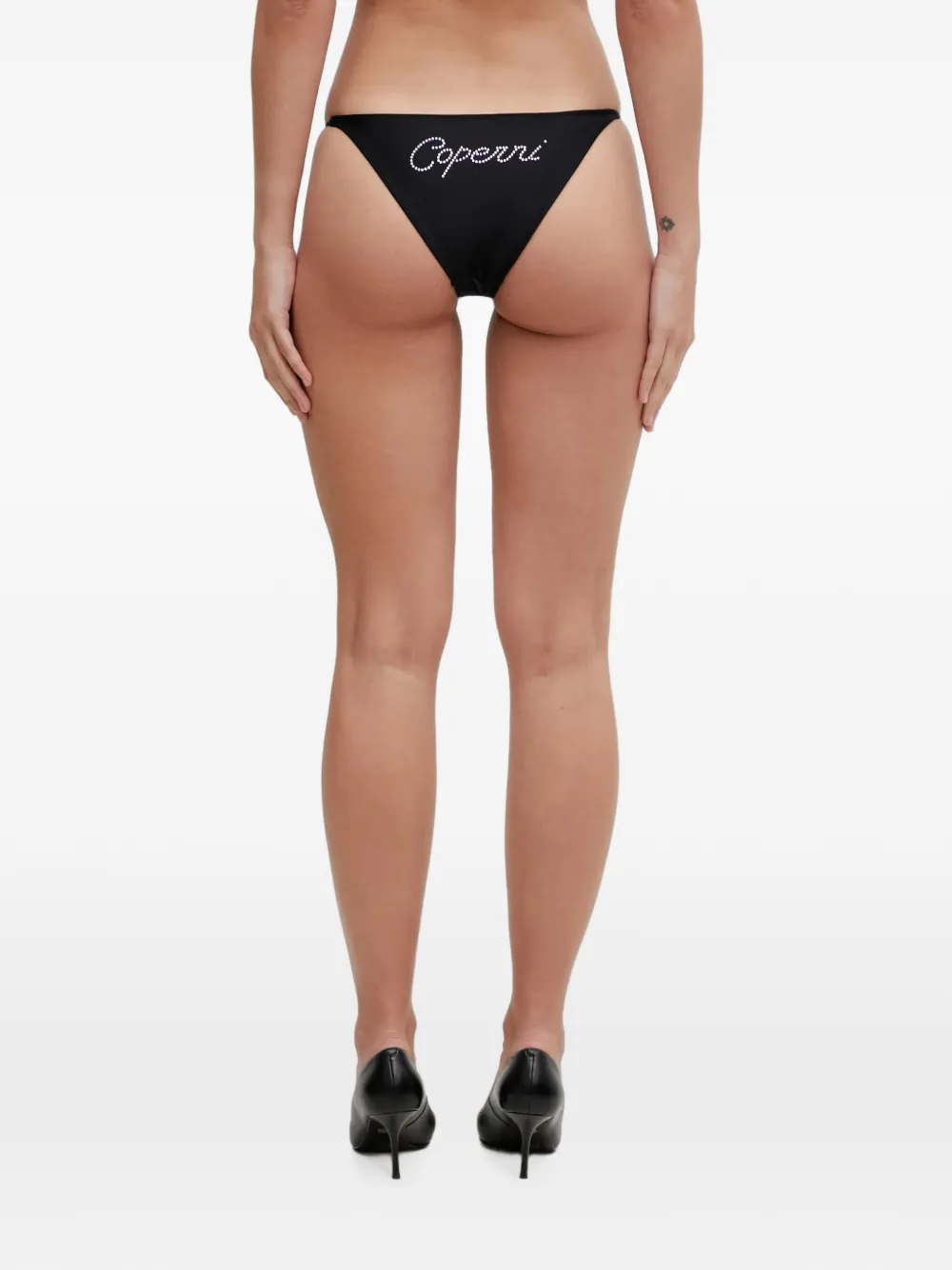 Coperni Bikinislip met logo van kristallen Zwart