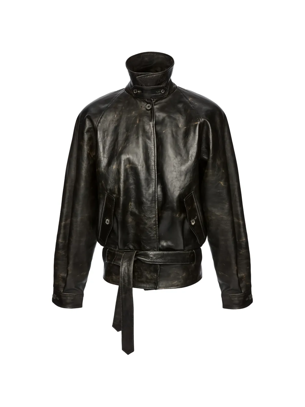 Magda Butrym belted stand-collar coat - Nero