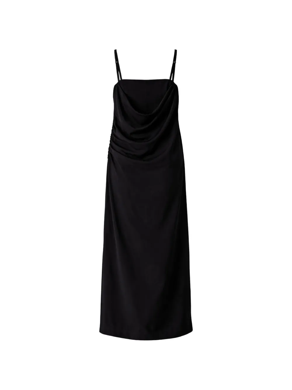 Carven Draped-detail Silk Maxi Dress in Black, view 2