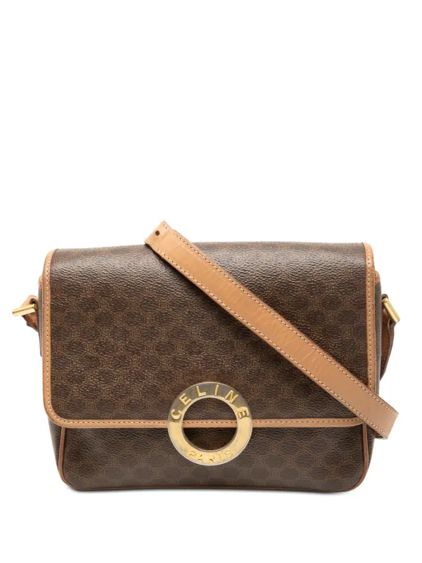 Celine Pre-owned 2014 Macadam Coated Canvas Crossbody Bag in Brown