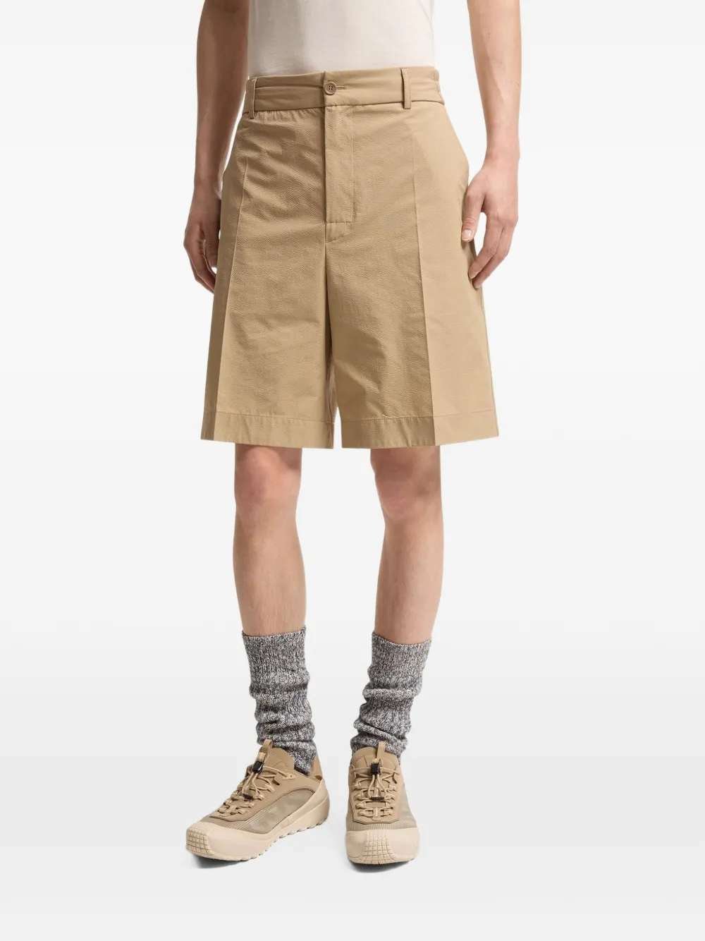 Moncler Seersuckers shorts met logopatch Beige