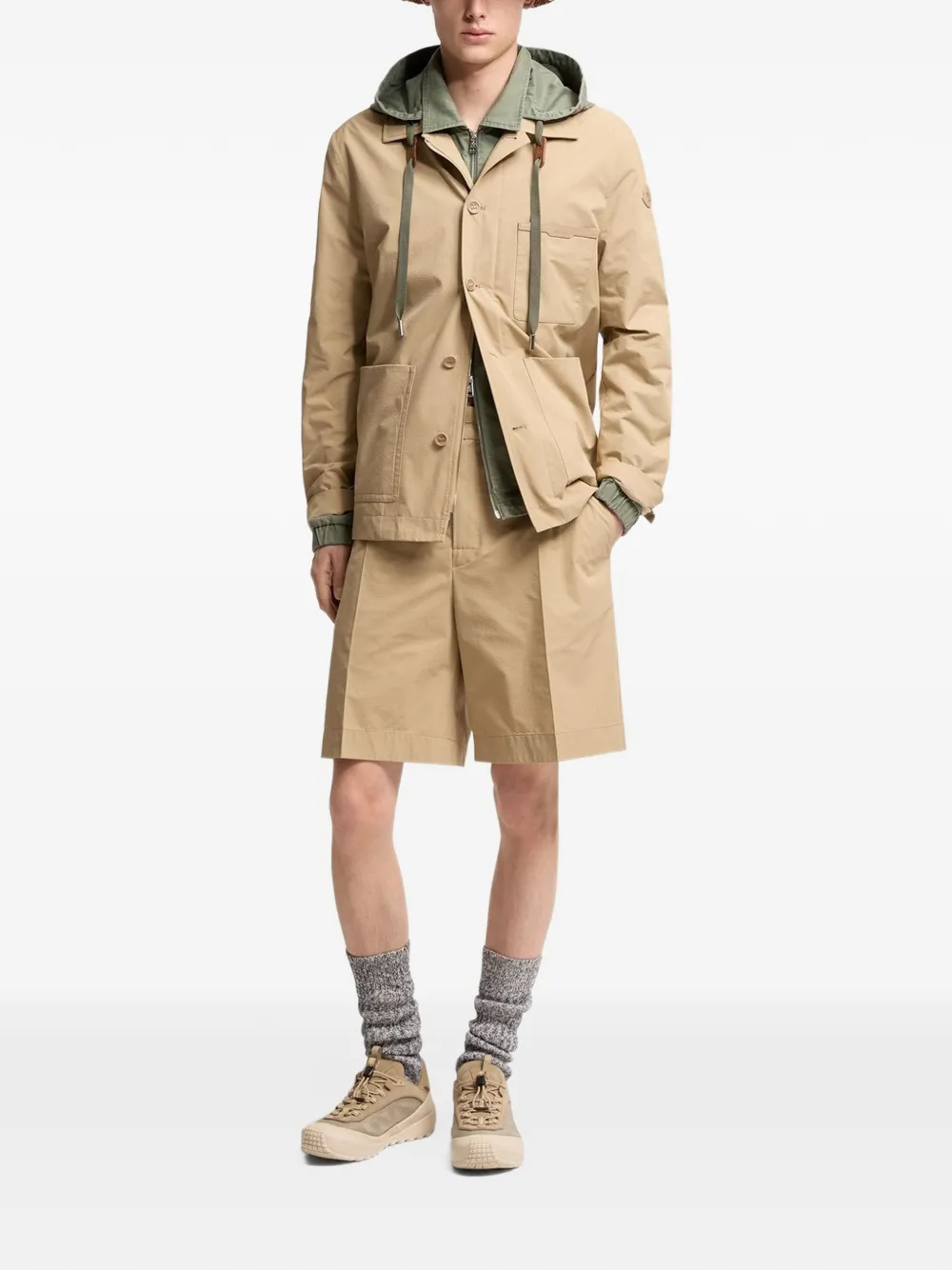 Moncler Seersuckers shorts met logopatch Beige