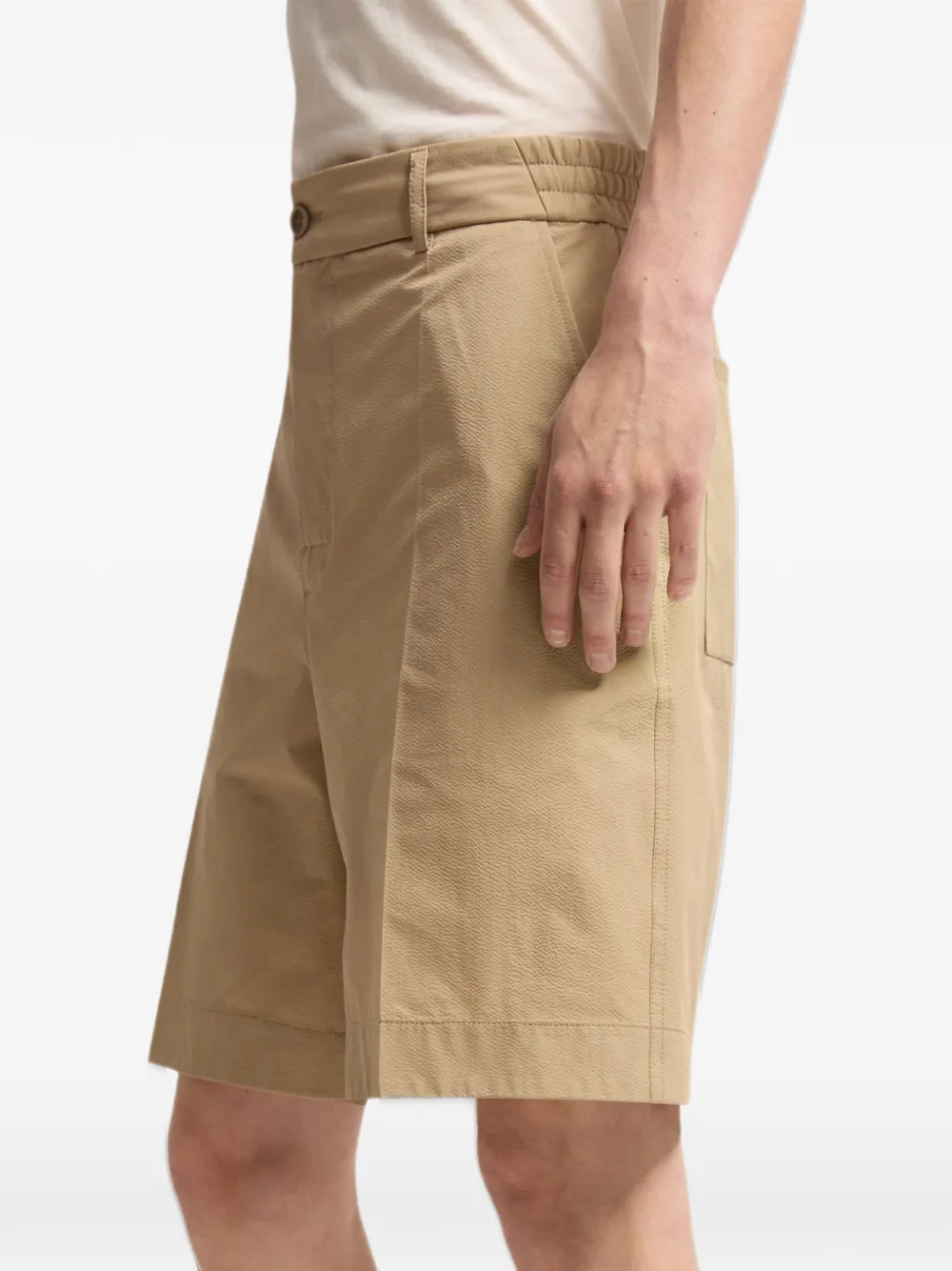 Moncler Seersuckers shorts met logopatch Beige