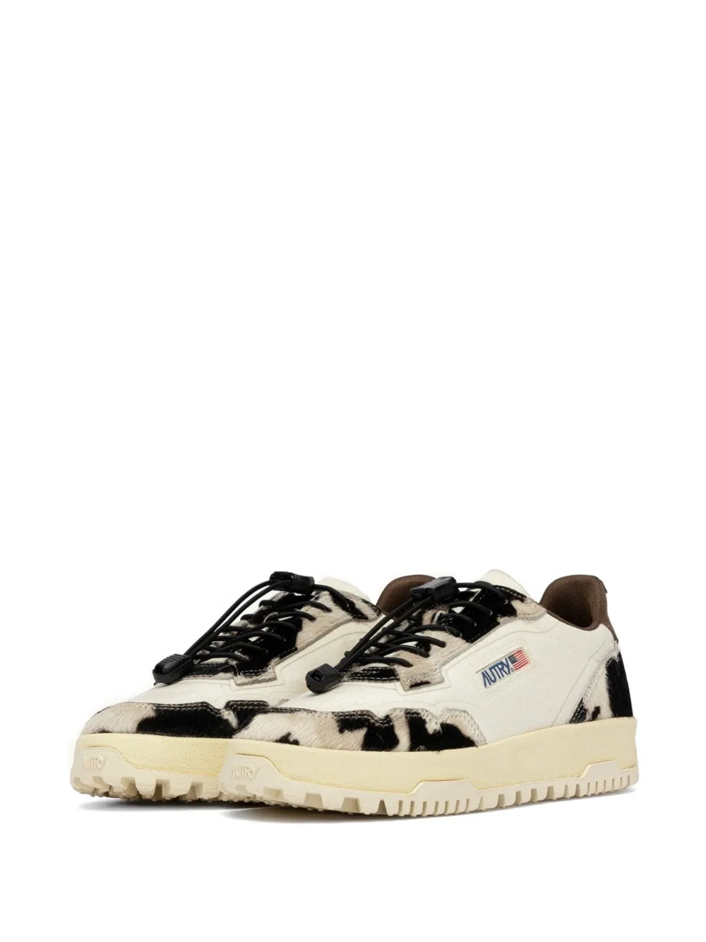 Autry Sneakers met koeienprint en veters Beige