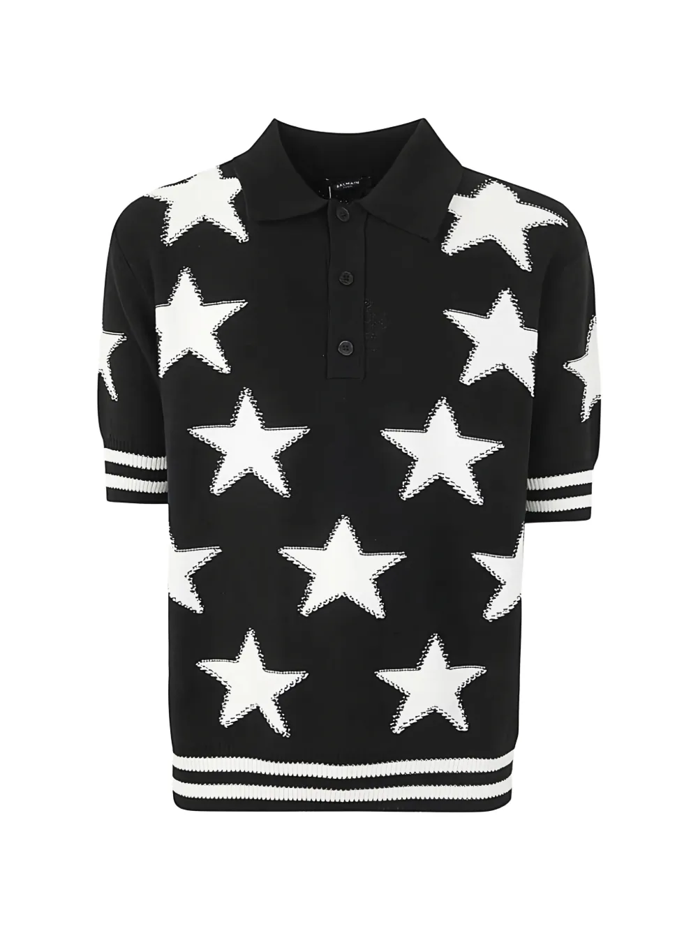 Balmain star-motif polo top - Schwarz