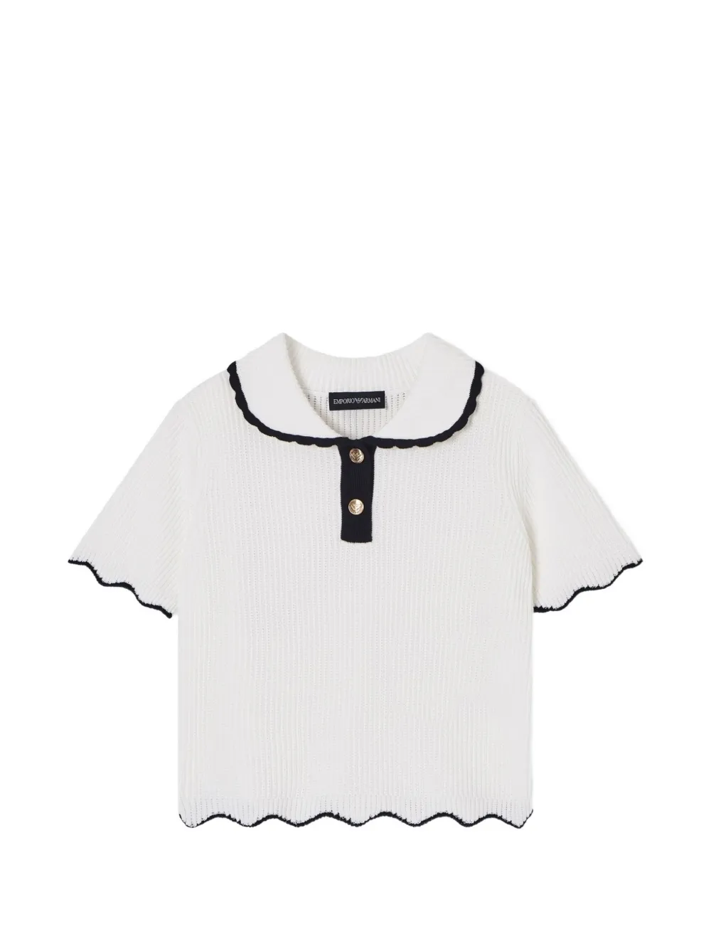 Emporio Armani Kids ribbed-knit polo shirt - Bianco