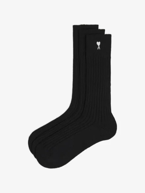 AMI Paris ribbed detail socks (set of three)